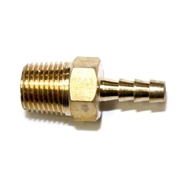 Interstate Pneumatics Brass Hose Barb Fitting, Connector, 1/8 Inch Barb X 1/8 Inch NPT Male End, PK 6 FM22-D6 - main